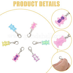 24Pcs 6 Colors Resin Bear Pendant Decorations&nbsp;HJEW-CA00093
