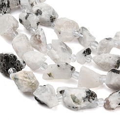 Raw Rough Natural Tourmalinated Quartz Beads Strands&nbsp;GG-CBA0B77-A13-01