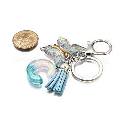 26Pcs Transparent Epoxy Resin & Transparent Acrylic & Faux Suede Tassel Keychain&nbsp;KEYC-JKC01202-03