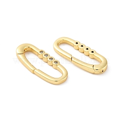 Brass Micro Pave Clear Cubic Zirconia Spring Gate Rings&nbsp;KK-S510-04G