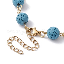 Dyed Natural Lava Rock Round Beaded Chain Bracelet Making&nbsp;AJEW-JB01206