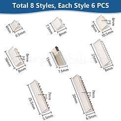 48Pcs 8 Styles Brass Ribbon Crimp Ends&nbsp;KK-PH0010-05