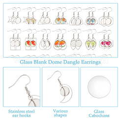 DIY Blank Dome Stainless Steel Dangle Earrings Making Kits&nbsp;DIY-AN0001-09P