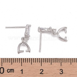 Rhodium Plated 925 Sterling Silver Stud Earring Findings&nbsp;STER-F048-34P