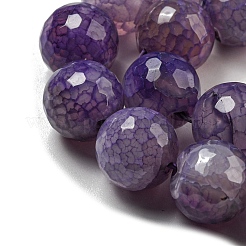 Faceted Natural Dragon Veins Agate Beads Strands&nbsp;G-F447-12mm-L04