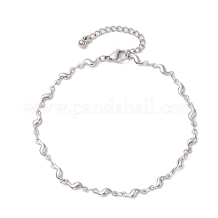 304 Stainless Steel Wave Link Chain Anklets&nbsp;AJEW-AN00641-02