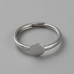 Adjustable Rhodium Plated Sterling Silver Ring Components&nbsp;LS-STER-WH0008-37P