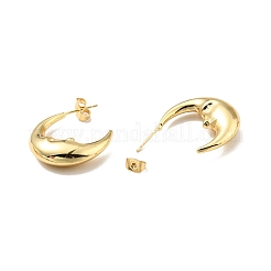 Rack Plating Brass Crescent Moon Stud Earrings for Women&nbsp;EJEW-G288-37G