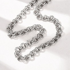 8MM 304 Stainless Steel Textured Double Rolo Chain Necklaces for Women&nbsp;NJEW-G194-05P-01