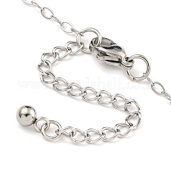 Non-Tarnish 304 Stainless Steel Cable Chain Hollow Charm Bracelets&nbsp;BJEW-P334-10B-P