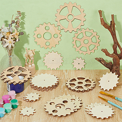 24Pcs 6 Styles Gear Shape Unfinish Wooden Pieces&nbsp;WOOD-OC0004-43