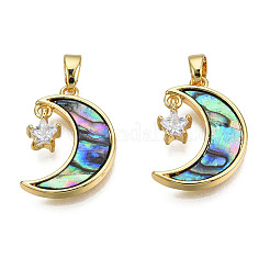 Brass Clear Cubic Zirconia Pendants&nbsp;X-KK-N233-406