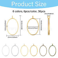 36Pcs 6 Colors Alloy Hollow Geometric Open Back Bezel&nbsp;FIND-CA0010-67