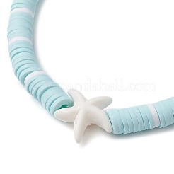 Flat Round Handmade Polymer Clay Heishi Beaded Stretch Bracelets&nbsp;BJEW-JB11711-03