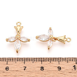 Brass Micro Pave Clear Cubic Zirconia Pendants&nbsp;KK-T078-05G-02