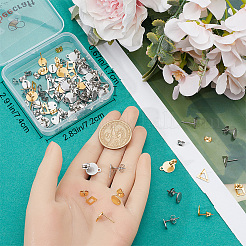 80Pcs 8 Styles 304 & 201 Stainless Steel Stud Earring Findings with Hole&nbsp;EJEW-BBC0002-18