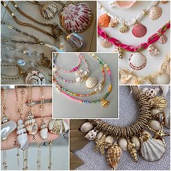 20Pcs 10 Styles Electroplated Natural Mixed Shell Pendants&nbsp;SHEL-SC0002-08