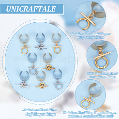 8Pcs 4 Styles 304 Stainless Steel Open Cuff Finger Rings&nbsp;RJEW-UN00006