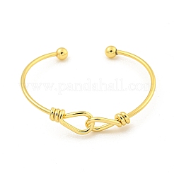 Cross Knot Brass Open Cuff Bangles for Women&nbsp;BJEW-G704-01G