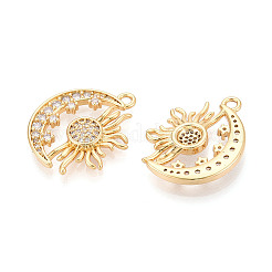 Brass Pave Cubic Zirconia Pendants&nbsp;KK-T074-95B-G