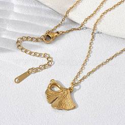 304 Stainless Steel Ginkgo Leaf Pendant Necklaces&nbsp;SA-CBA5A8D-05G