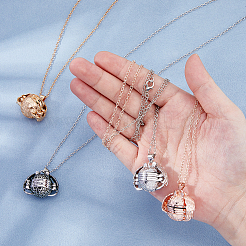 4Pcs 4 Colors Round Expanding Photo Locket Pendant Necklaces&nbsp;NJEW-FH0001-20