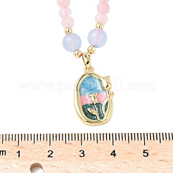 Natural Rose Quartz Pendant Necklaces for Women&nbsp;NJEW-G165-01D-G