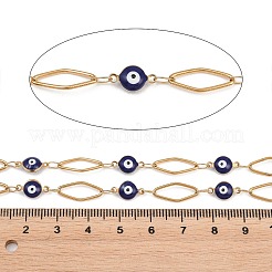 304 Stainless Steel Enamel Evil Eye & Rhombus Link Chains&nbsp;CHS-K021-13G-01