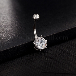 Platinum Plated Body Jewelry Cubic Zirconia Brass Navel Ring Navel Ring Belly Rings&nbsp;AJEW-EE0001-05B