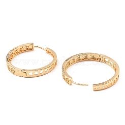 Brass Micro Pave Cubic Zirconia Hoop Earrings&nbsp;EJEW-D078-19KCG