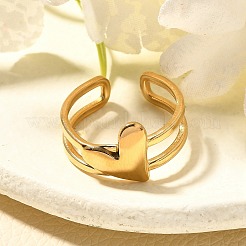 304 Stainless Steel Open Cuff Rings for Women&nbsp;RJEW-R010-03G