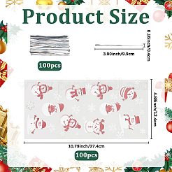 100Pcs Christmas Snowman Printed OPP Cellophane Candy Packaging Bags&nbsp;ABAG-GF0001-41B