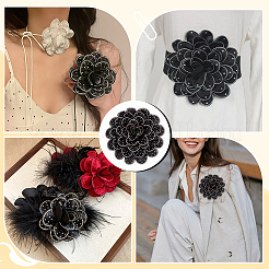 Polyester Flower Brooches&nbsp;JEWB-WH0020-130A