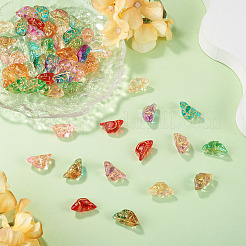 50Pcs 10 Colors Baking Paint and Golden Metal Enlaced Glass Beads&nbsp;DGLA-TA0001-64