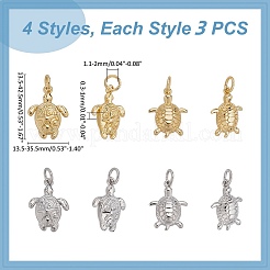 12Pcs 4 Styles Brass Pendants&nbsp;KK-ME0001-44