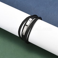 Braided Leather Cord Multi-strand Bracelets for Men&nbsp;BJEW-Z081-12P