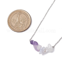 Gradient Color Gemstone Chip Pendant Necklaces&nbsp;NJEW-JN05073