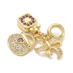 Brass Micro Pave Cubic Zirconia European Dangle Charms&nbsp;KK-K368-34G