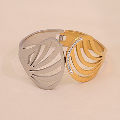 304 Stainless Steel Micro Pave Rhinestone Hinged Bangles for Women&nbsp;FS-WGF6FE8-01