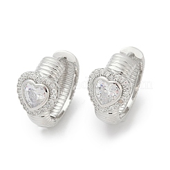 Brass Clear Cubic Zirconia Hoop Earrings&nbsp;EJEW-Q016-03P