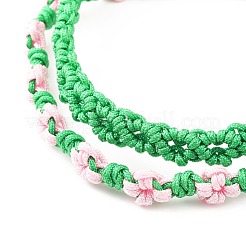 2Pcs 2 Colors Peach Blossom Braided Cord Bracelet&nbsp;BJEW-JB07610-04