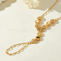 Brass Flower Hexagon Mittens Bracelets for Women&nbsp;XB1526