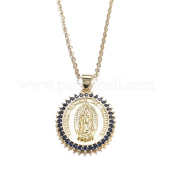 Brass Micro Pave Cubic Zirconia Pendant Necklaces&nbsp;NJEW-H100-01