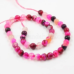 Dyed Natural Striped Agate/Banded Agate Faceted Round Bead Strands&nbsp;G-O038-13
