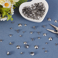 150Pcs 5 Styles 201 Stainless Steel Bead Cap Pendant Bails&nbsp;STAS-PA0001-05