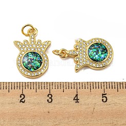 Brass Micro Pave Cubic Zirconia with Synthetic Opal Pendants&nbsp;KK-D096-01B-G