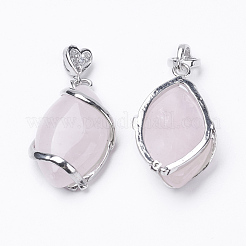 Natural Rose Quartz Pendants&nbsp;G-E423-03P