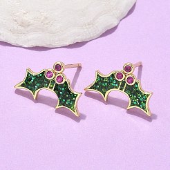 Brass Micro Pave Cubic Zirconia Stud Earrings&nbsp;EJEW-Q015-08G