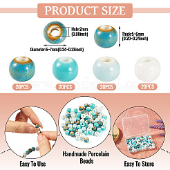 80Pcs 4 Colors Handmade Porcelain Beads&nbsp;PORC-TA0001-53A