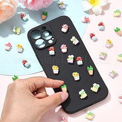 60Pcs 6 Styles Potted Plant Themed Opaque Resin Cabochons&nbsp;CRES-CJ0001-76